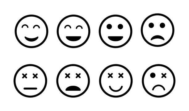 Smiley vector flat icons set