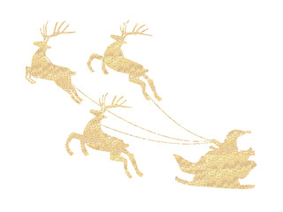 Naklejka premium サンタシルエット金_素材_横