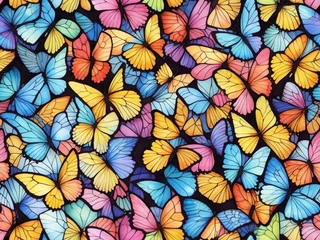 Photo sur Plexiglas Coloré seamless pattern with butterflies, watercolor, generated IA