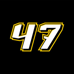 Vector Sport Racing Number Template 47