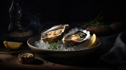 Delicious large oyster. Generative AI