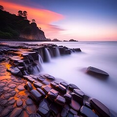 sunset over the river