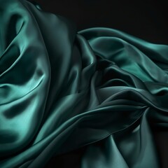 Obraz premium Design, pattern, and texture. Green silk cloth's texture. exquisite smooth silk fabric with an emerald green hue.