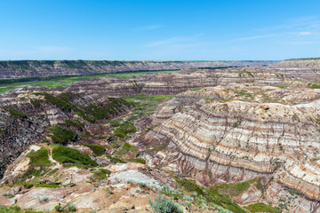 Drumheller Valley or Alberta Badlands inside Dinosaur Provincial Park, Alberta, Canada.