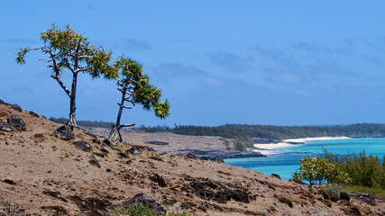Fototapeta na wymiar Paysage de l'île Rodrigues (Archipel des Mascareignes) dans l'océan Indien, surnommée « la Cendrillon des Mascareignes »