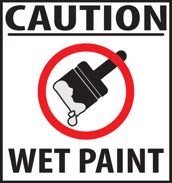 Wet paint warning notice sign vector eps