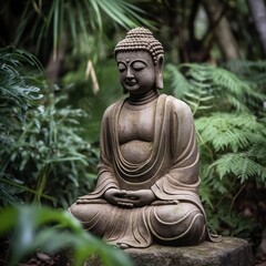 buddha statue in the garden.