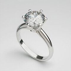 diamond engagement ring,photo of a diamond ring. 2 carats. on a white background., Ai generated 
