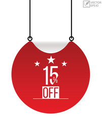 Vector illustration modern 15% off banner, Isolated web element.