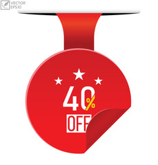 40% off banner design. 40% off icon. Flat style vector illustration.
