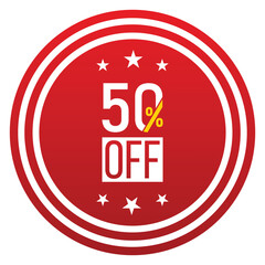 50% off banner design. 50% off icon. Flat style vector illustration.