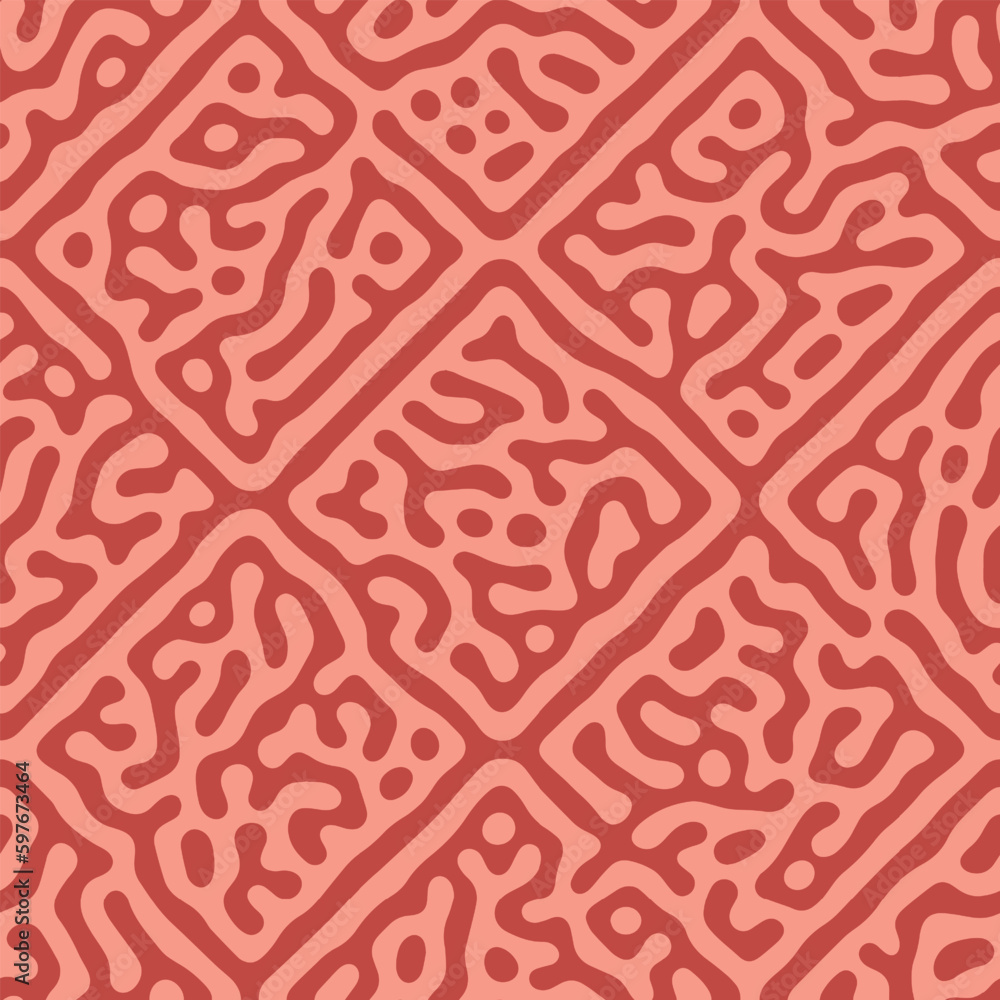 Poster crazy psychedelic art graphic red mod liquid seamless pattern vector abstraction. repetitive bizarre