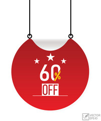 60% off banner design. 60% off icon. Flat style vector illustration.