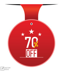 70% off banner design. 70% off icon. Flat style vector illustration.