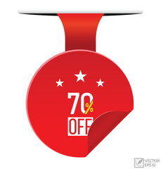 70% off banner design. 70% off icon. Flat style vector illustration.