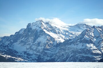 snow covered mountains in winter