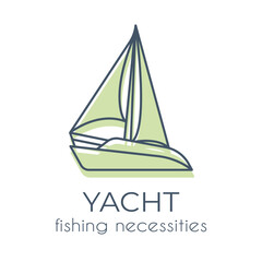 Simple minimalist green yacht icon on a white background. Suitable for web sites, applications, online shops