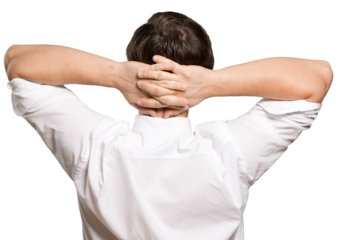 Young business man at work isolated on white background