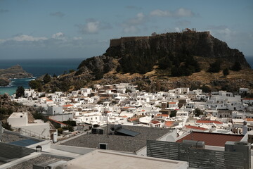 view of Lindos at Rhodos with his beautiful acropolis 