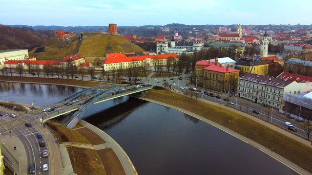 Aerial view of Vilnius old town and the Gedimino´s tower in Lithuania