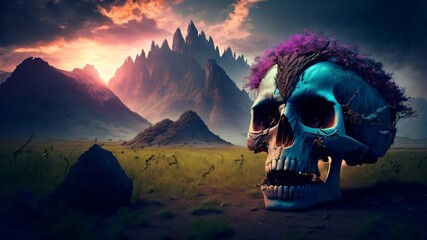 skull in the woods