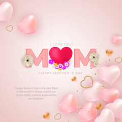 Fototapeta na wymiar Love You Mom happ Mothers Day Design