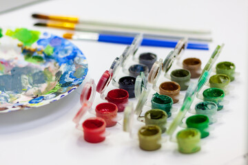Artist’s Watercolor Paints and Brushes Set