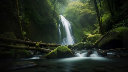 Mystical Serenity: Nachi Falls in a Tranquil Setting