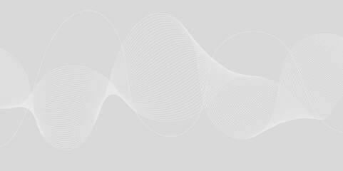 Gray and white abstract background with flowing particles. Digital future technology concept. Abstract white paper wave background and abstract gradient and white wave curve lines.