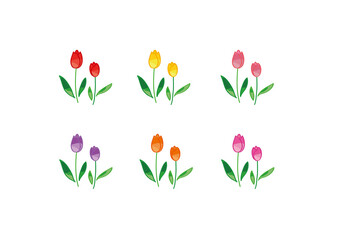 チューリップのイラスト6色セット