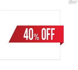 40% off banner, Isolated web element.Vector illustration.