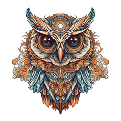 Illustration owl face AI Generative