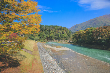 1 Nov 2013 Sho river, main river at Shirakawa village in summer.