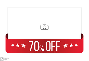 70% off banner design. 70% off icon. Flat style vector illustration.