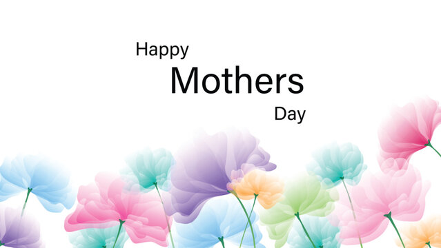 Happy mothers day caption situated white background with flowers vector image.