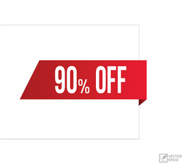 Vector illustration 90% off banner design, Isolated web element.