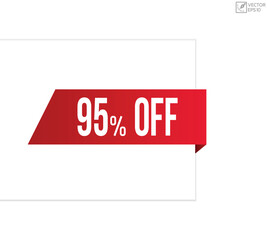 95% off banner design. 95% off icon. Flat style vector illustration. Isolated web element.