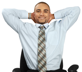 Businessman Stretching with Hands Behind Head - Isolated