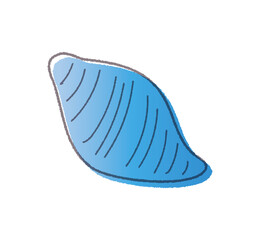 貝がらの線画手書きベクターイラスト／グラデーション