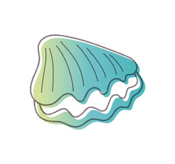 貝がらの線画手書きベクターイラスト／グラデーション