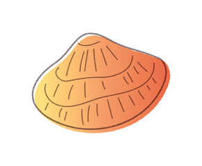 貝がらの線画手書きベクターイラスト／グラデーション