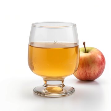 Glass of apple cider on a white background. Generative AI.