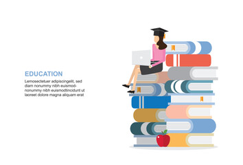 Book for learning and graduation concept