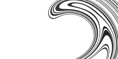 Abstract wavy pattern for cover or brochure design. Stained paint effect. Curved dark wavy lines on white background. Vector illustration