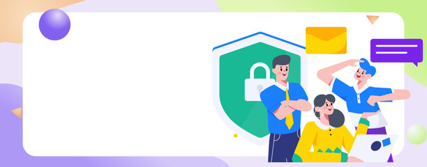 Business Network Security Character Flat Vector Concept Operation Hand Drawn Illustration
