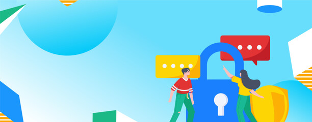 Business Network Security Character Flat Vector Concept Operation Hand Drawn Illustration
