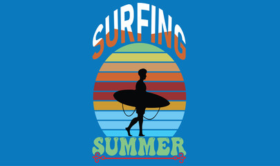 SURFING SUMMER T-Shirt Design ( Beach T-Shirt Design)