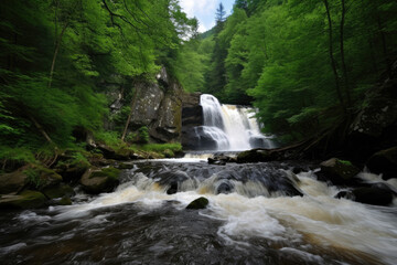 Fototapeta premium Waterfall in the mountains.