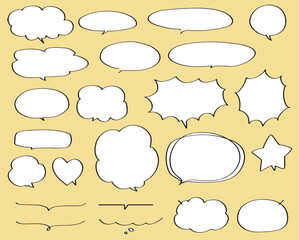 Fototapeta premium カリグラフィブラシの手書きの吹き出しセット