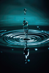 Water drop splash and make perfect circles on surface